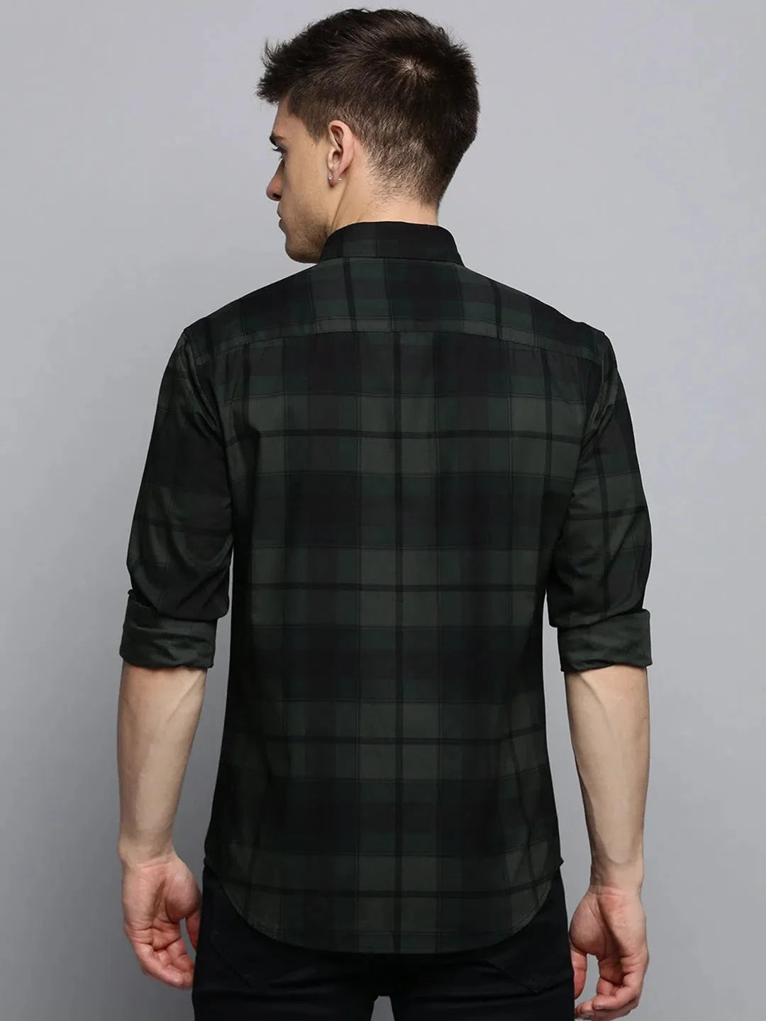 Green Checked Mens Shirt | Cotton Casual Shirts