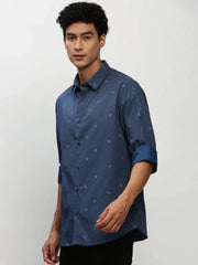 Men Navy Striped Casual Casual Shirts-YAYIN-1585-Navyblue