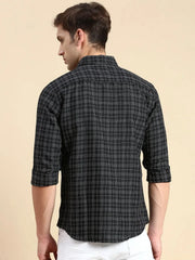 Men Black Checked Casual Shirt-BLAZOCHECKS-4653-Black