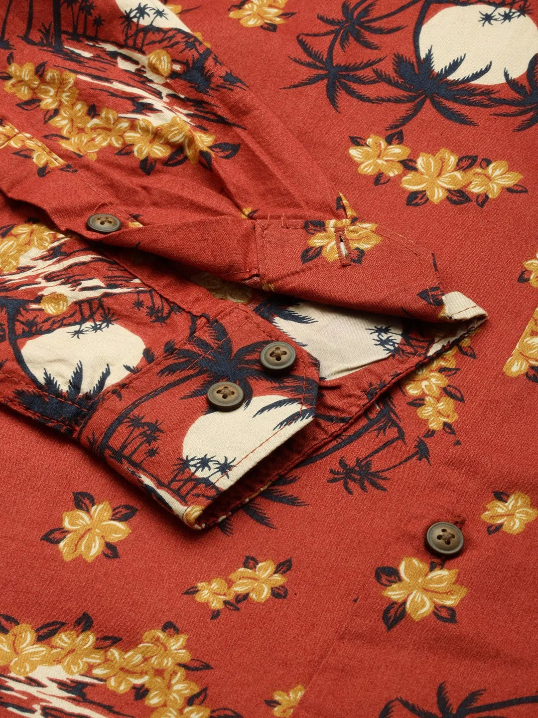 Rust Printed Mens Shirt - Viscose Casual Shirt | DesiQlo
