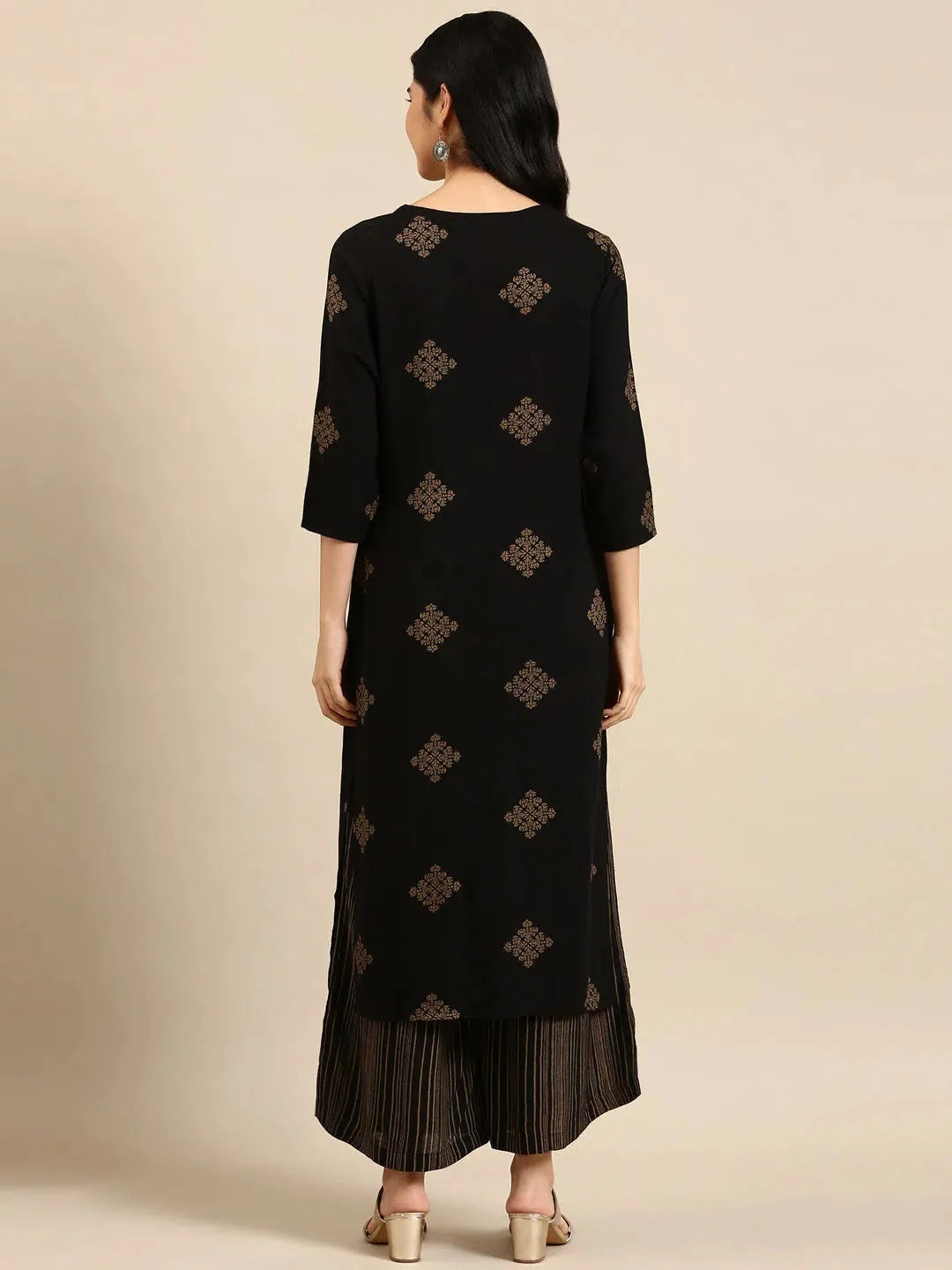 Premium Black Printed Kurta Set | Women's Cotton Indian Kurta Sets