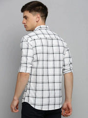 Men White Checked Casual Shirt-DALTONCHECKS-4082-Offwhite