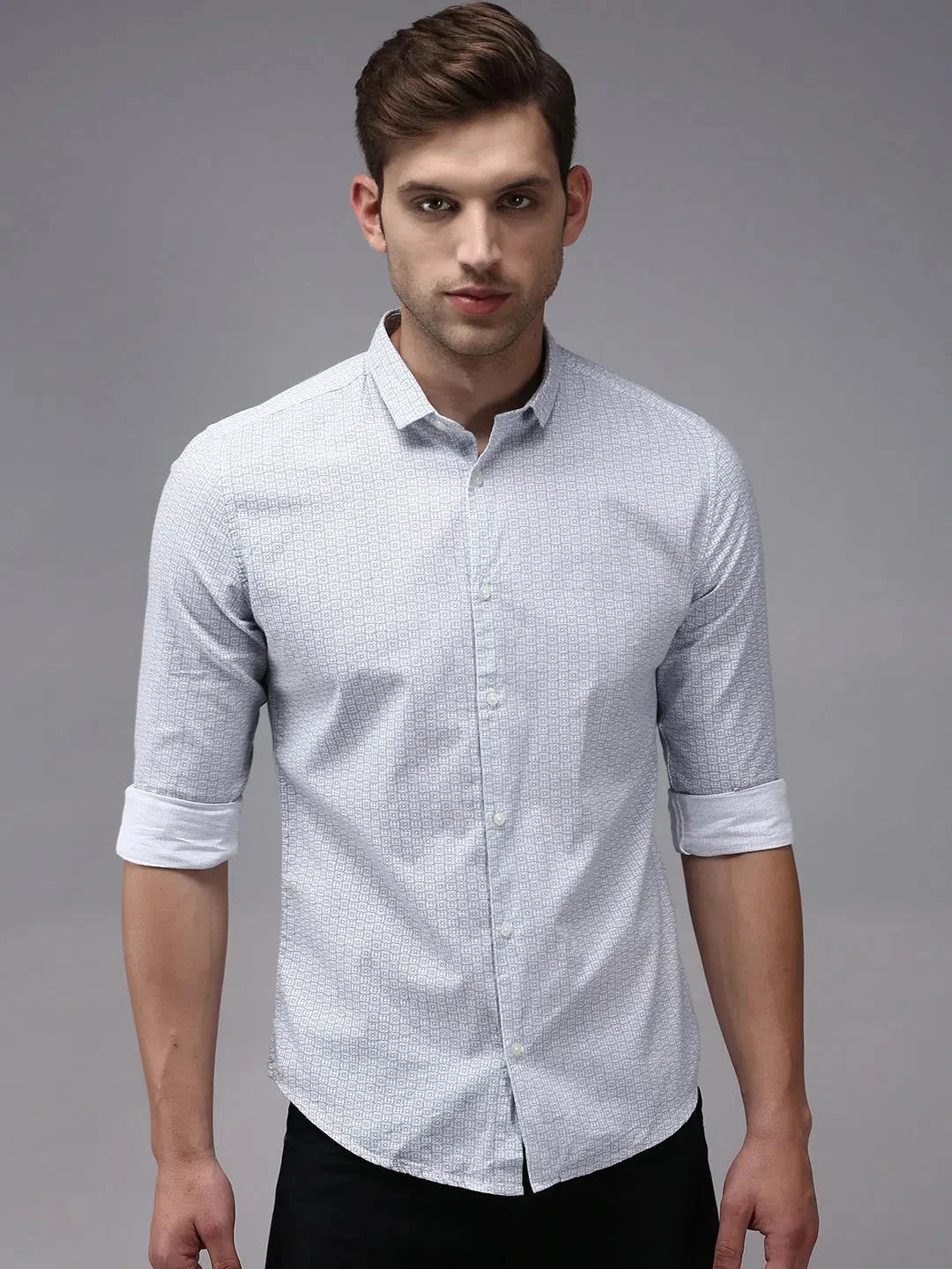 Vibrant White Printed Mens Shirt - Casual Cotton Shirt | DesiQlo