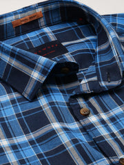 Men Navy Checked Casual Shirt-ALMACHECKS-86-Navyblue