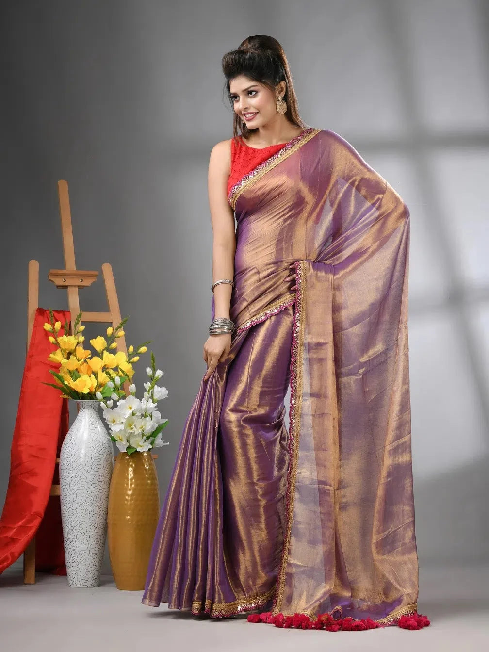 Purple Cotton Tissue Saree | Designer Sarees India