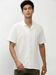 Men White Solid Casual Casual Shirts-AGASTHYA-1595-White
