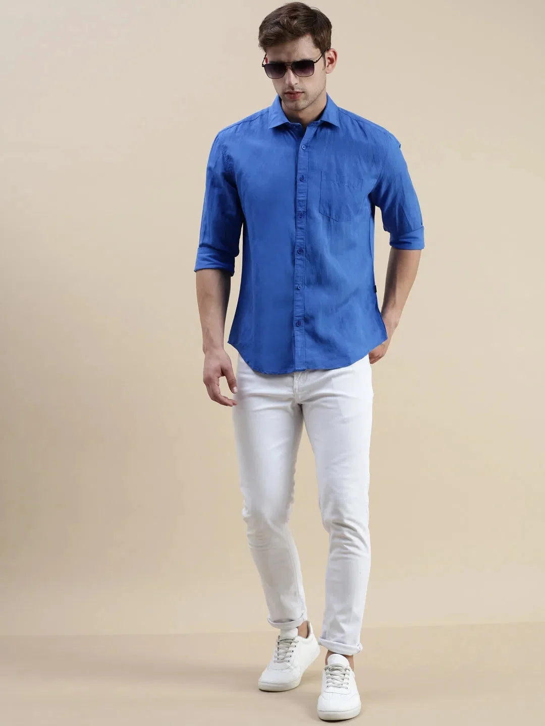 Trending Blue Solid Mens Shirt | DesiQlo Cotton Casual Shirt