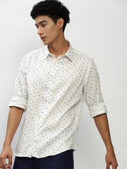Men White Printed Casual Casual Shirts-YAYIN-1578-White