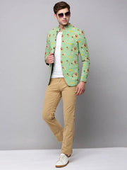 Men Green Printed Blazer-SOBLZ-302-Green