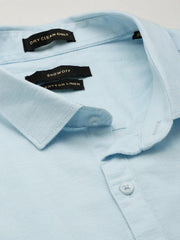 Men Blue Solid Casual Shirt-LARALILEN-3132-Blue