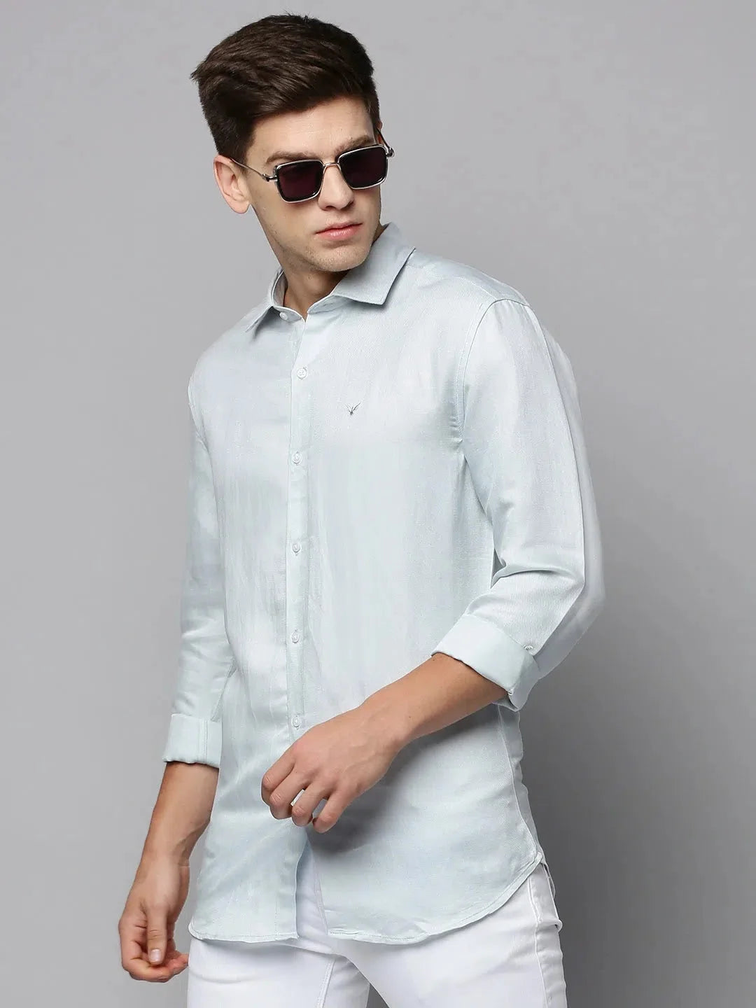Blue Solid Mens Shirt - DesiQlo Cotton Casual Shirt