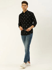 Men Black Printed Casual Shirt-REPLAYPRINTSLINEN-3451-Black