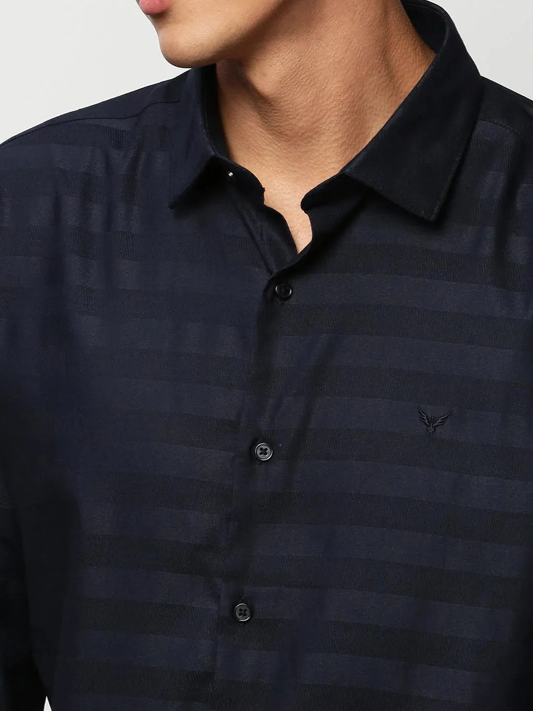 Navy Striped Mens Shirt - Cotton Casual Shirt | DesiQlo