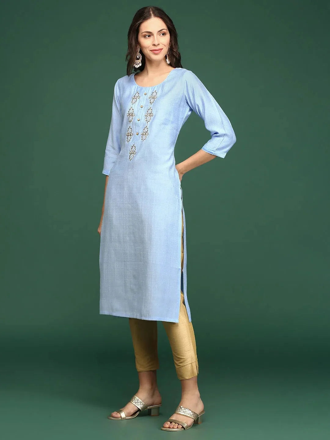 Stylish Blue Embellished Indian Kurta for Women