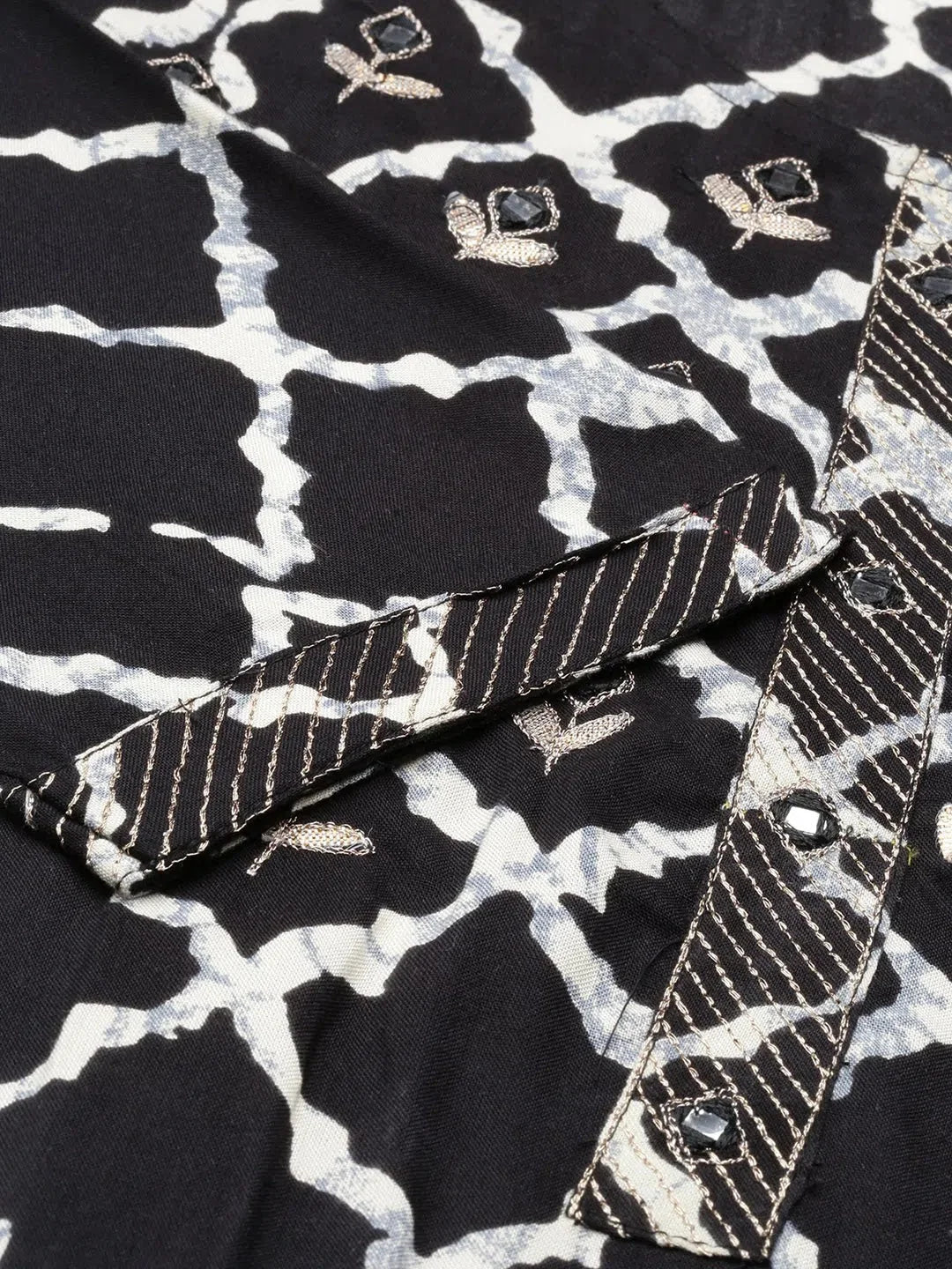 Black Tie Dye Cotton Kurta - Women's Indian Kurta Ladies