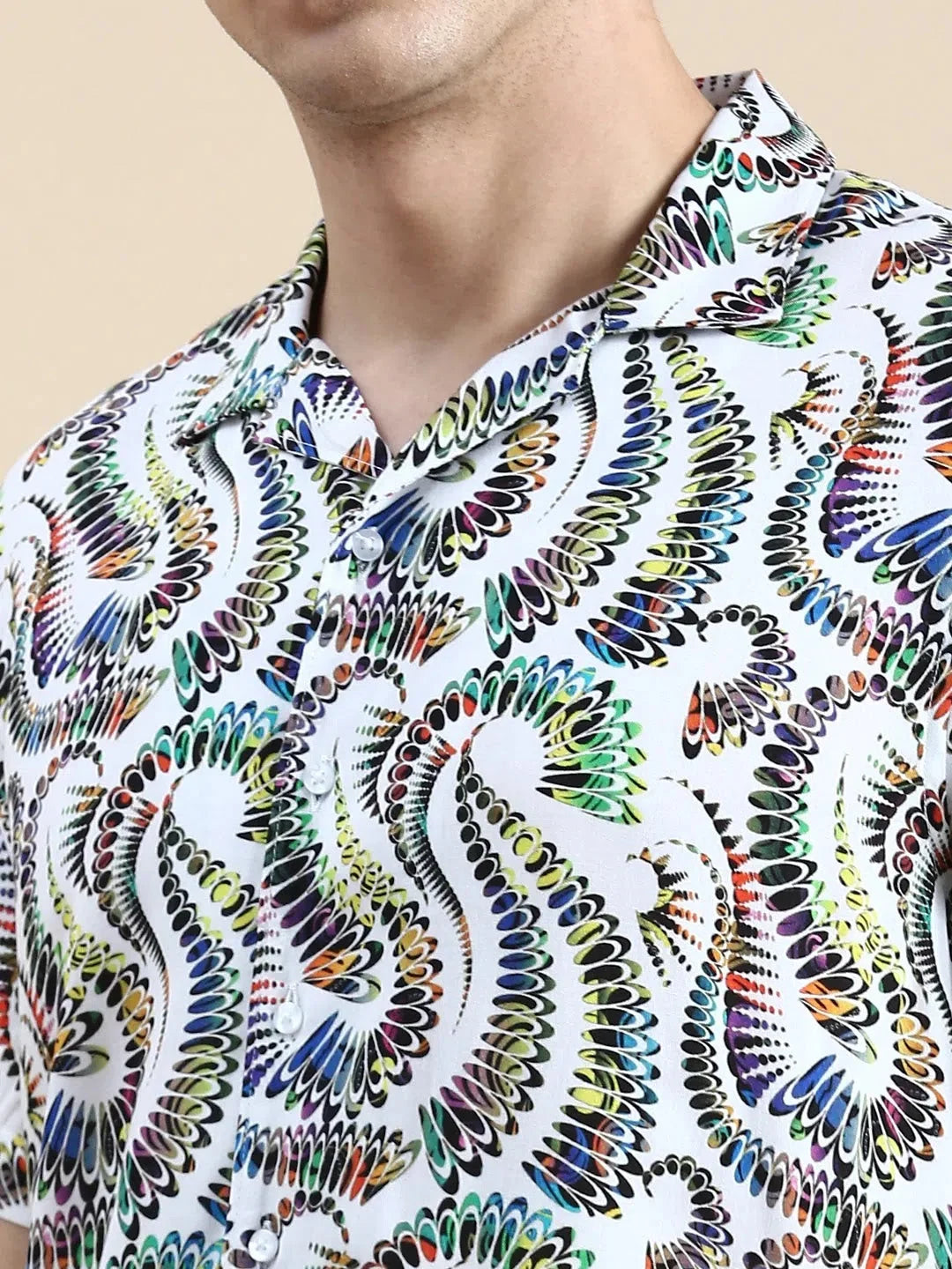 White Printed Casual Co ord Set - Men's Two Piece Outfit Online