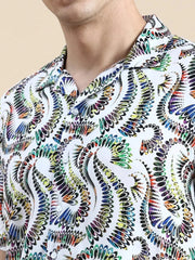 Men White Printed Casual Co ord Set-IRELAND-1697-White