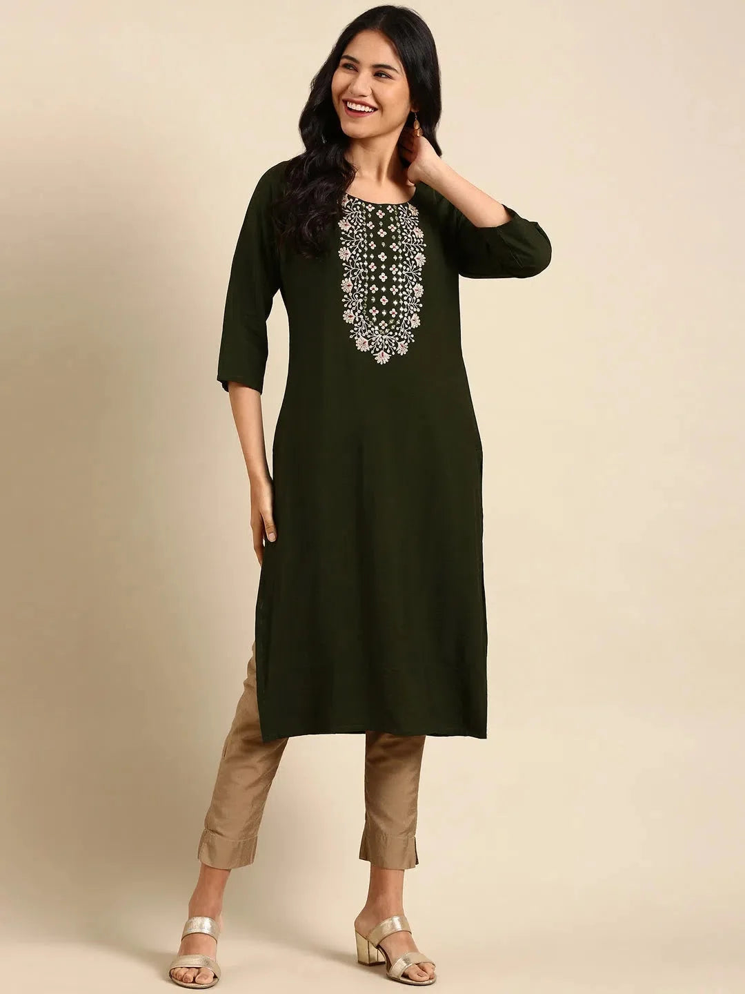 Sea Green Cotton Kurta: Classic Indian Kurtis for Women