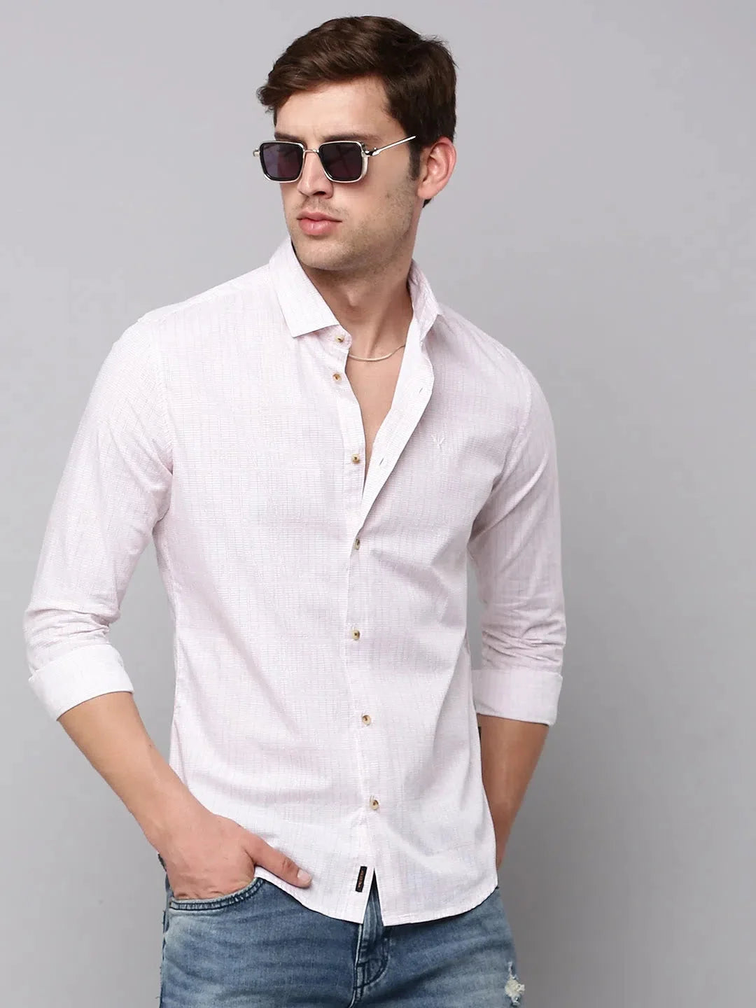 Vibrant Men's Pink Printed Shirt - Stylish Cotton Casual Shirt