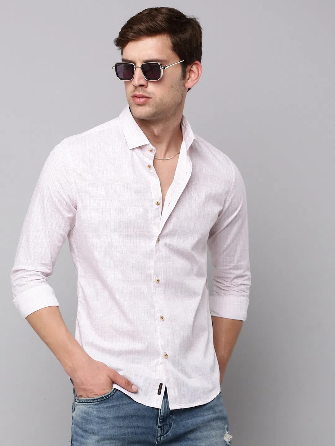 Vibrant Men's Pink Printed Shirt - Stylish Cotton Casual Shirt