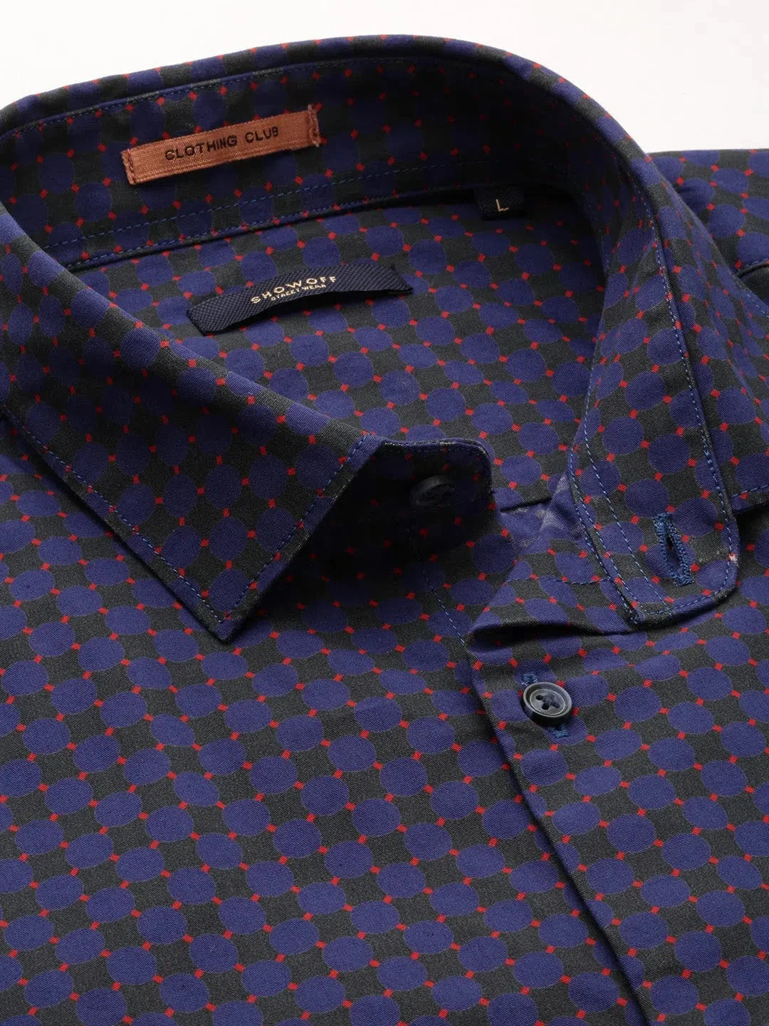 Navy Geometric Mens Shirt - Cotton Casual Shirt | DesiQlo