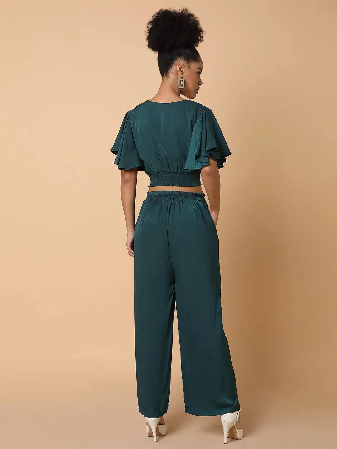 Green Solid Co Ords | Women's Viscose Two Piece Sets