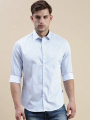 Men White Geometrical Casual Shirt-STANLEY-9258-White