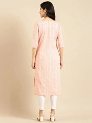 Women's Pink Solid Straight Kurta-SKC-3312-Peach