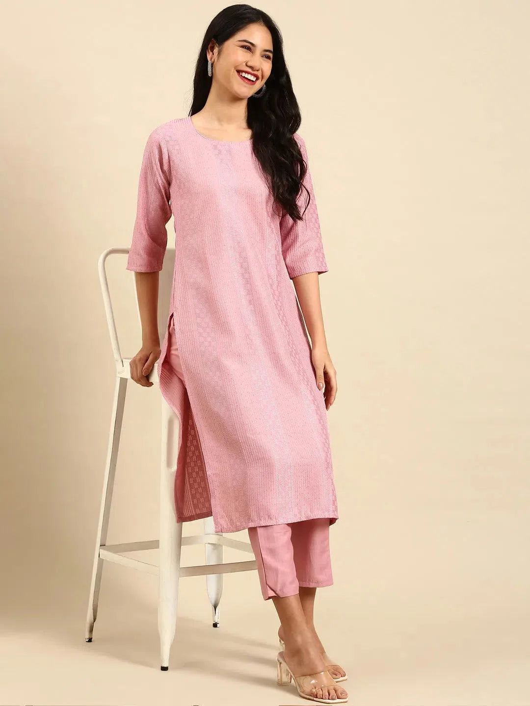 Pink Embroidered Kurta Set for Women | Designer Kurta Sets