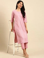 Women's Pink Embroidered Kurta SetKC-839-Pink