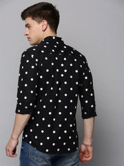 Men Black Printed Casual Shirt-POSHMANPLAINS-4388-Black