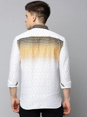 Men White Printed Casual Shirt-QUINN-3610-White