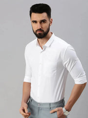 Men White Self Design Casual Shirt-VANISHDOBBYSHIRT-1017-White