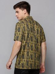 Men Yellow Printed Casual Shirt-RESORTPRINT-3186-Yellow