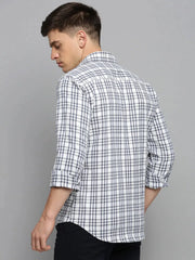 Men White Checked Casual Shirt-NEXORITECHECKS-8028-White