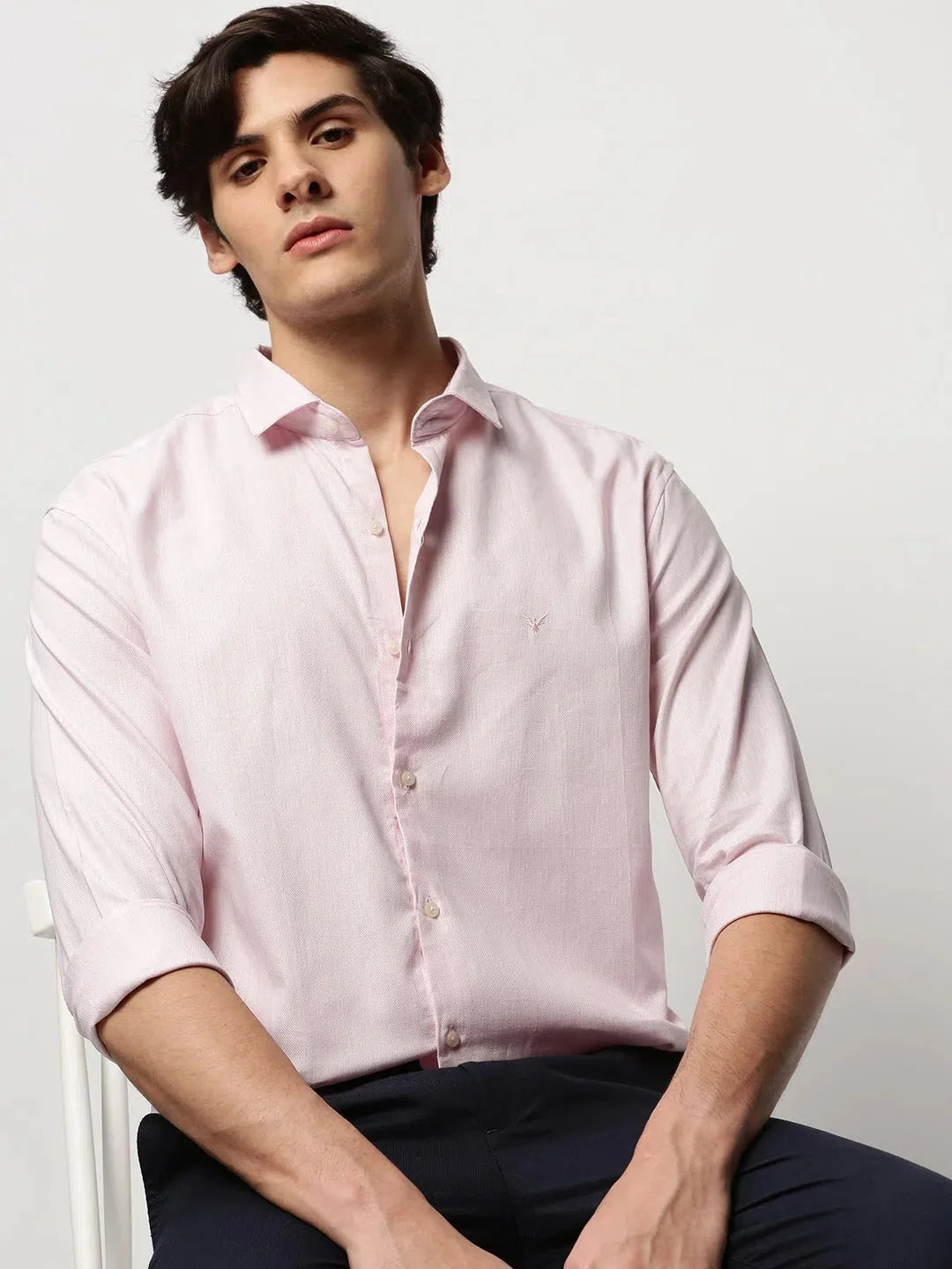 Pink Cotton Mens Shirt | Solid Casual Shirt - DesiQlo
