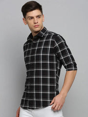 Men Black Checked Casual Shirt-DALTONCHECKS-4079-Black