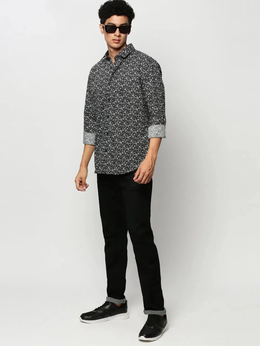 Black Floral Printed Mens Shirt - Stylish Cotton Casual