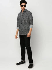 Men Black Floral Casual Casual Shirts-STANLEY-5281-Black