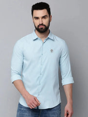 Men Blue Solid Casual Shirt-SHOPPEIMPORT-5222-Blue