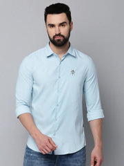 Men Blue Solid Casual Shirt-SHOPPEIMPORT-5222-Blue