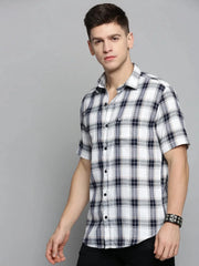 Men White Checked Casual Shirt-MAYACHECKS-4420-White
