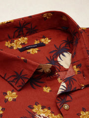 Men Rust Printed Casual Shirt-BESTCOLOURPRINT-4121-Rust