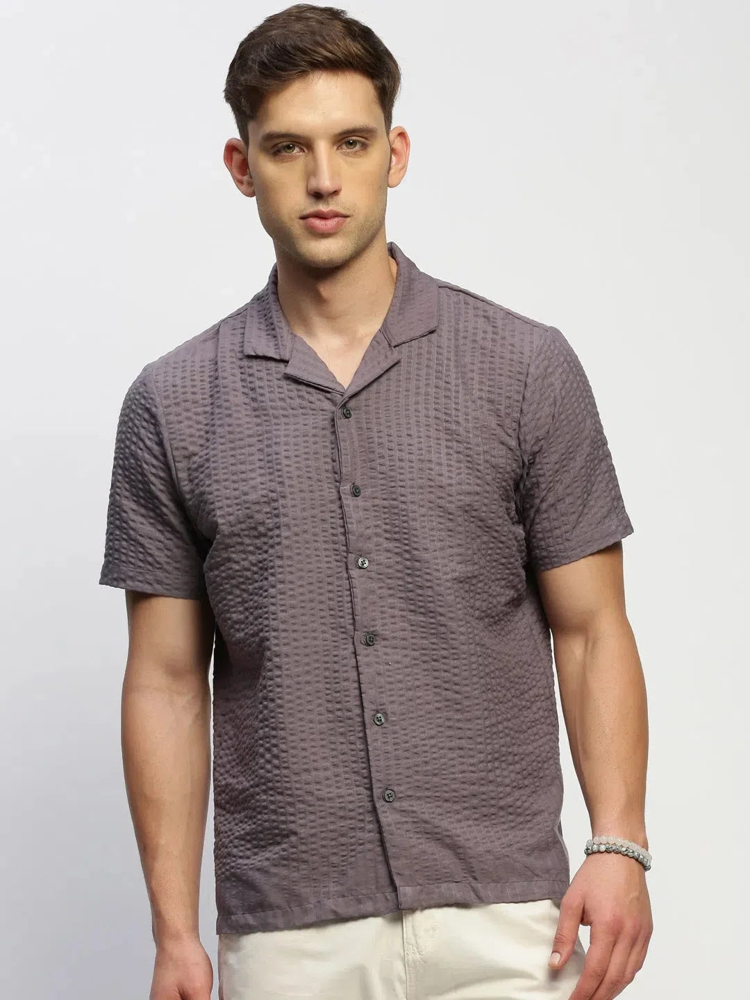 Men's Grey Solid Cotton Shirt | DesiQlo Formal Shirt Shop