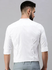 Men White Self Design Casual Shirt-SPANISHSHIRT-1021-White