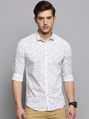 Men White Printed Casual Shirt-REAGANPRINTLILEN-1759-White