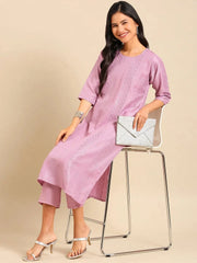 Women's Lavender Embroidered Kurta SetKC-839-Lavender