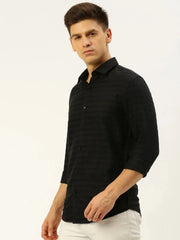 Men Black Solid Casual Shirt-PACIFICSTRIPE-4935-Black