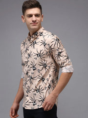 Men Pink Printed Casual Shirt-PARKERPRINT-1550-Peach