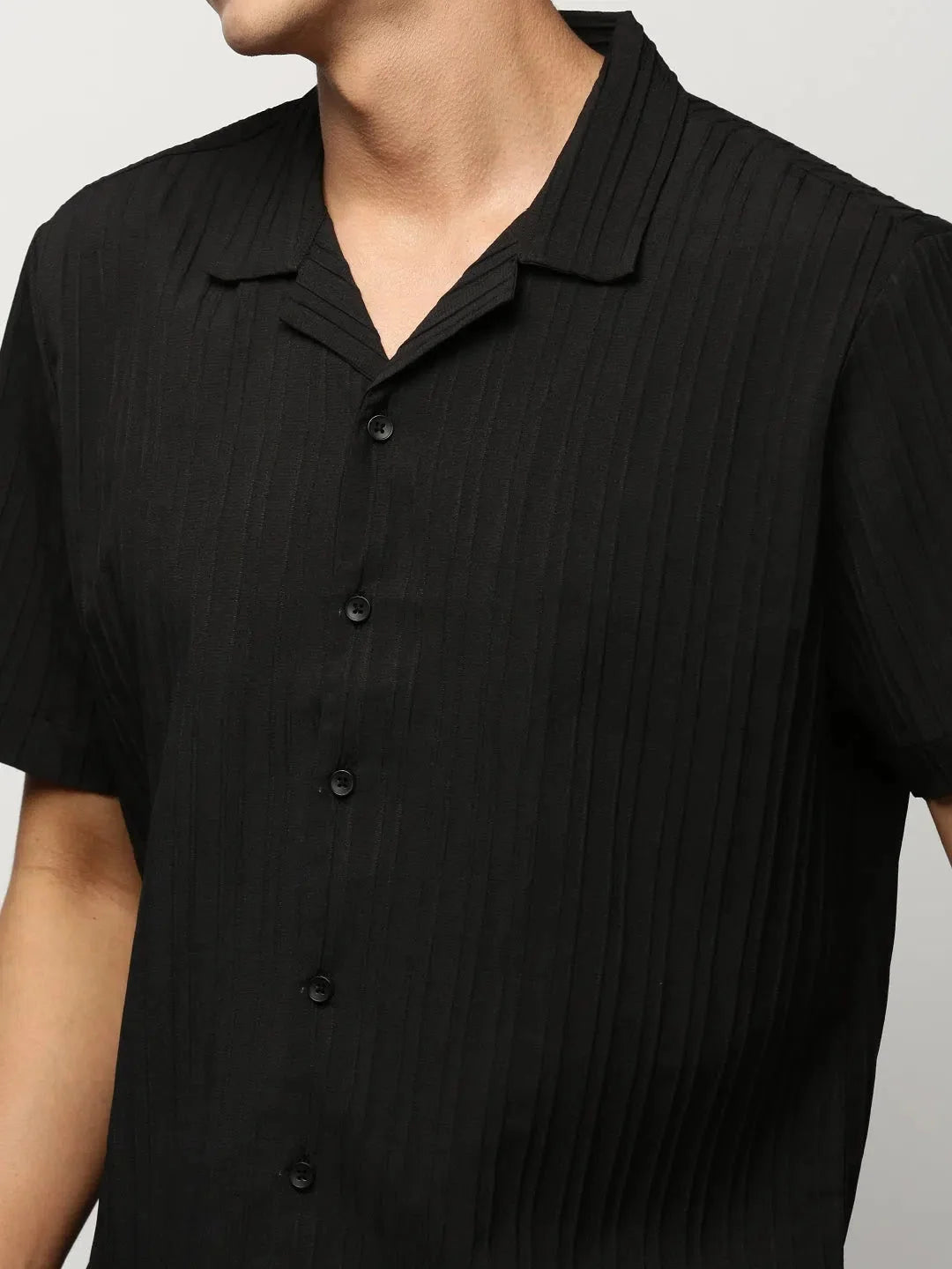 Men's Black Striped Shirt - Designer Cotton Shirt | DesiQlo
